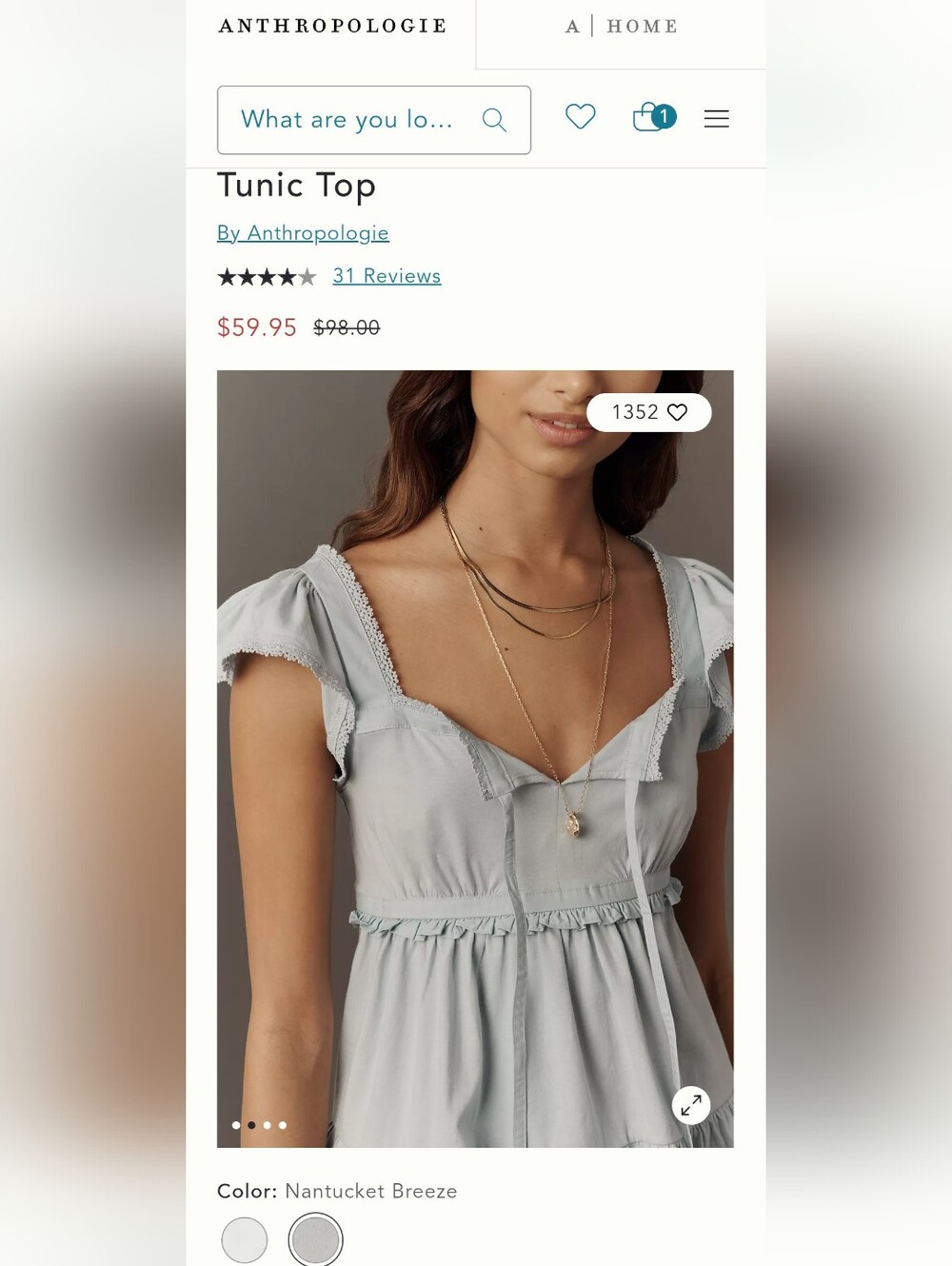 Anthropologie Nantucket Breeze Tunic Top - Light Blue